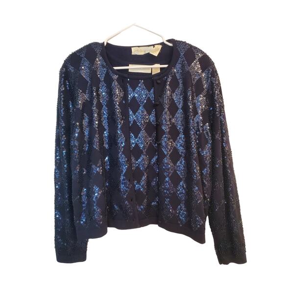 Dana Buchman Vintage Sequun Cardigan and Tank 100% Merino‎ Wool Size Medium - Picture 1 of 6